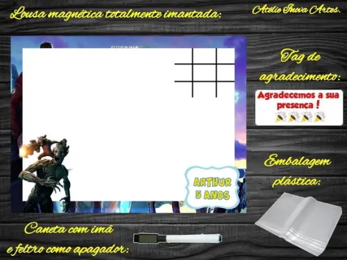 Lousa Magnética + J.v Guardiões da Galáxia com Embalagem