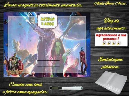 Lousa Magnética + J.v Guardiões da Galáxia com Embalagem
