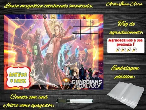 Lousa Magnética + J.v Guardiões da Galáxia com Embalagem