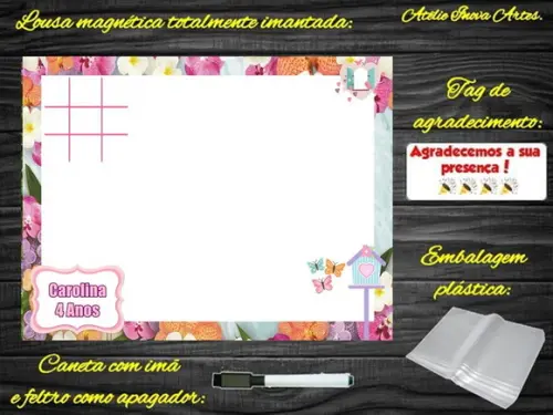 Lousa Magnética + J.v Jardim Encantado com Embalagem