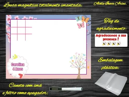 Lousa Magnética + J.v Jardim Encantado com Embalagem