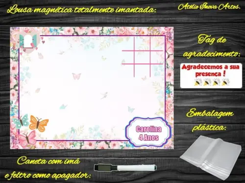 Lousa Magnética + J.v Jardim Encantado com Embalagem