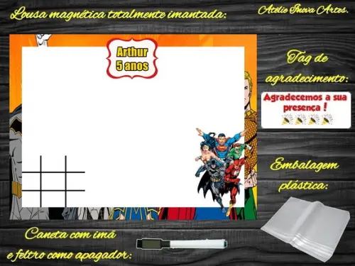 Lousa Magnética + J.v Liga da Justiça com Embalagem