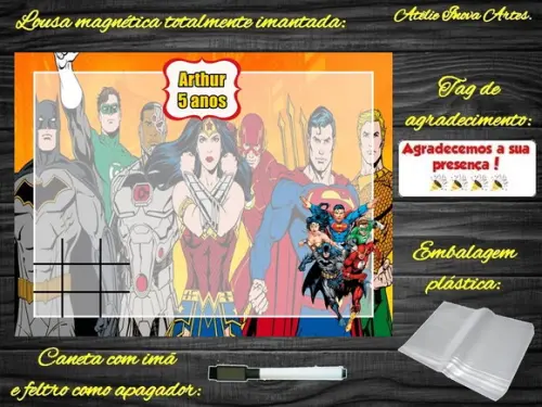 Lousa Magnética + J.v Liga da Justiça com Embalagem