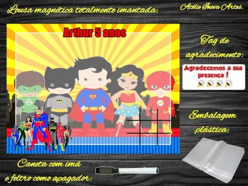 Lousa Magnética + J.v Liga da Justiça com Embalagem