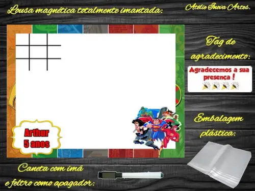 Lousa Magnética + J.v Liga da Justiça com Embalagem