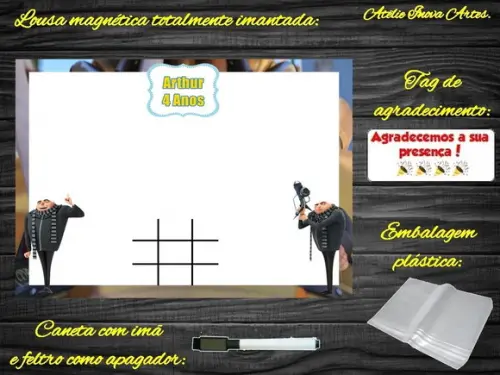 Lousa Magnética + J.v Meu Malvado Favorito com Embalagem