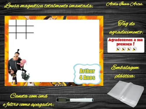 Lousa Magnética + J.v Meu Malvado Favorito com Embalagem