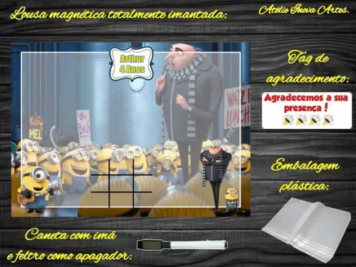 Lousa Magnética + J.v Meu Malvado Favorito com Embalagem