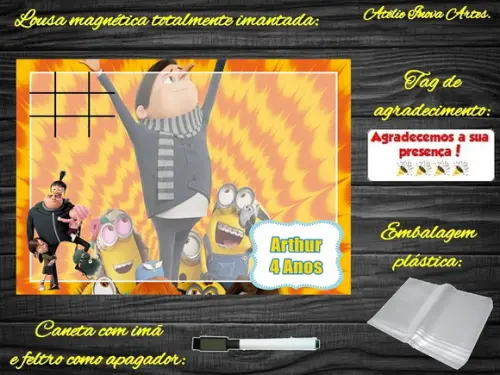 Lousa Magnética + J.v Meu Malvado Favorito com Embalagem