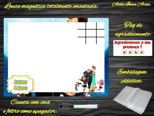Lousa Magnética + J.v Meu Malvado Favorito com Embalagem