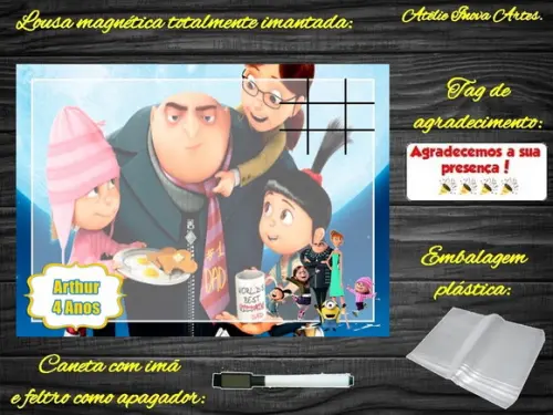 Lousa Magnética + J.v Meu Malvado Favorito com Embalagem