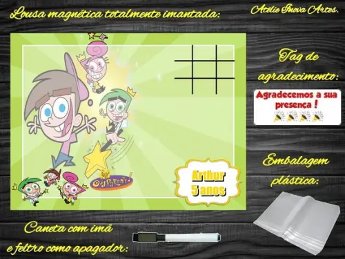 Lousa Magnética + J.v Padrinhos Mágicos com Embalagem