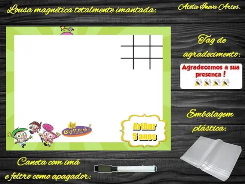 Lousa Magnética + J.v Padrinhos Mágicos com Embalagem