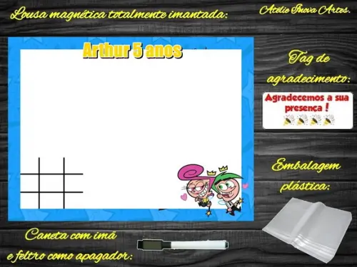 Lousa Magnética + J.v Padrinhos Mágicos com Embalagem