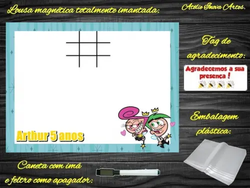 Lousa Magnética + J.v Padrinhos Mágicos com Embalagem