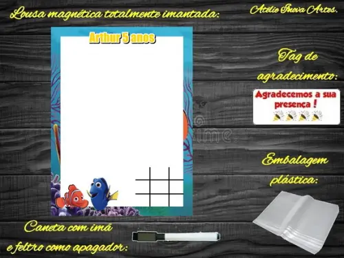Lousa Magnética + J.v Procurando o Nemo com Embalagem