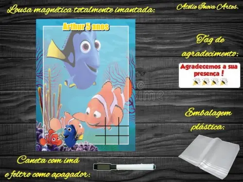 Lousa Magnética + J.v Procurando o Nemo com Embalagem