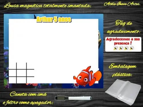 Lousa Magnética + J.v Procurando o Nemo com Embalagem