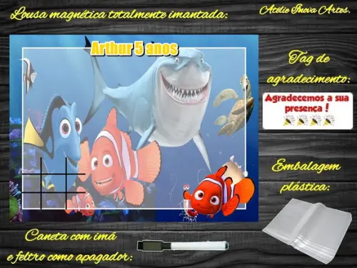 Lousa Magnética + J.v Procurando o Nemo com Embalagem