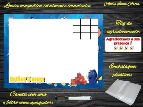 Lousa Magnética + J.v Procurando o Nemo com Embalagem