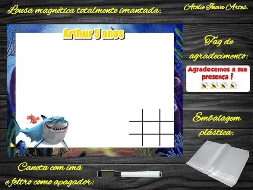 Lousa Magnética + J.v Procurando o Nemo com Embalagem
