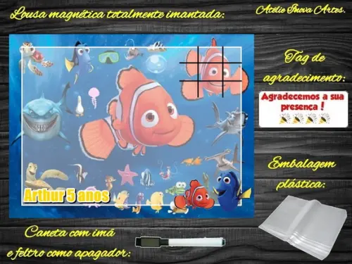 Lousa Magnética + J.v Procurando o Nemo com Embalagem