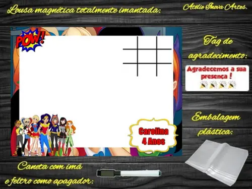 Lousa Magnética + J.v Super Hero Girls com Embalagem