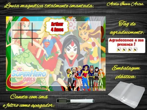 Lousa Magnética + J.v Super Hero Girls com Embalagem