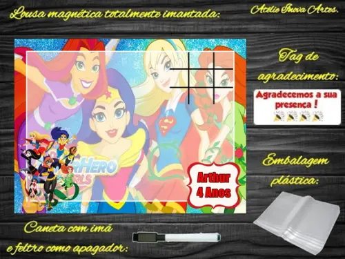 Lousa Magnética + J.v Super Hero Girls com Embalagem
