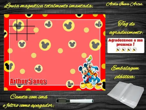 Lousa Magnética + J.v Turma do Mickey com Embalagem
