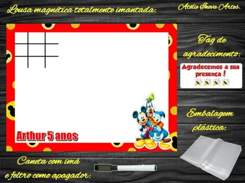 Lousa Magnética + J.v Turma do Mickey com Embalagem