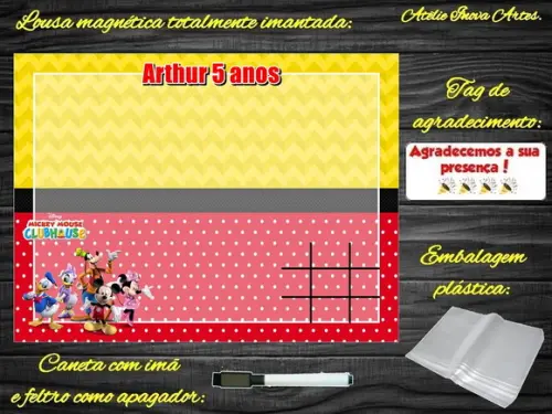 Lousa Magnética + J.v Turma do Mickey com Embalagem