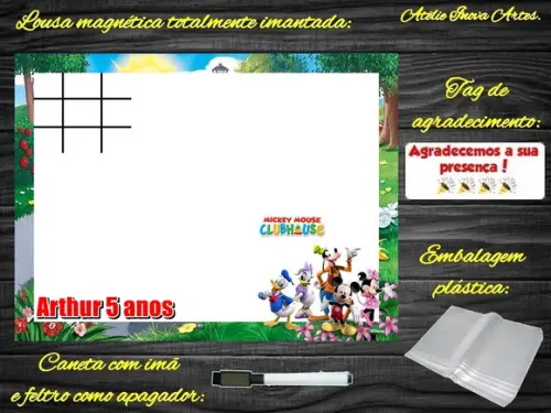Lousa Magnética + J.v Turma do Mickey com Embalagem