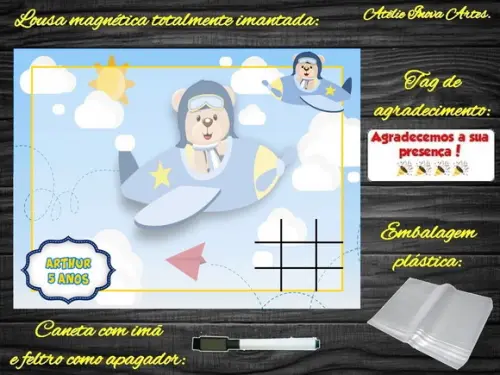 Lousa Magnética + J.v Ursinho Aviador com Embalagem