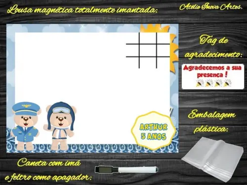 Lousa Magnética + J.v Ursinho Aviador com Embalagem