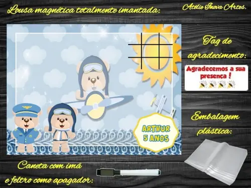 Lousa Magnética + J.v Ursinho Aviador com Embalagem
