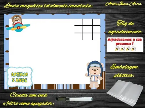 Lousa Magnética + J.v Ursinho Aviador com Embalagem