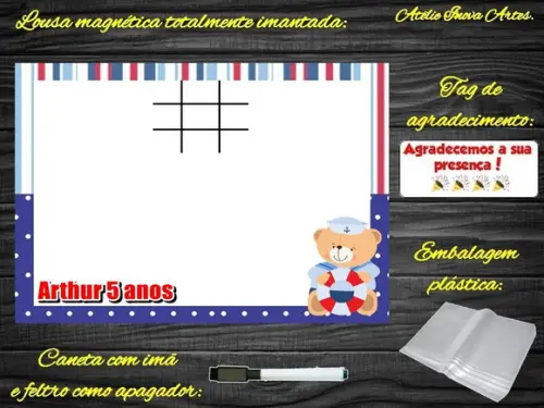 Lousa Magnética + J.v Ursinho Marinheiro com Embalagem