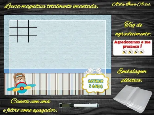 Lousa Magnética + J.v Ursinho Aviador com Embalagem