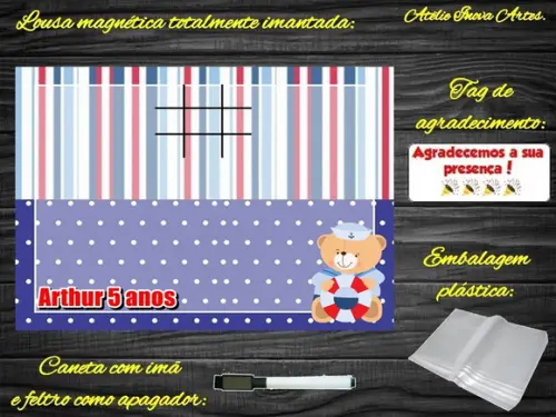 Lousa Magnética + J.v Ursinho Marinheiro com Embalagem