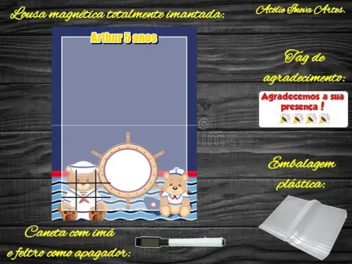 Lousa Magnética + J.v Ursinho Marinheiro com Embalagem