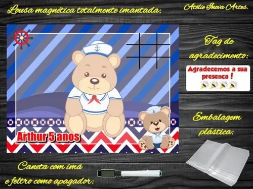 Lousa Magnética + J.v Ursinho Marinheiro com Embalagem