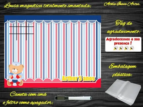 Lousa Magnética + J.v Ursinho Marinheiro com Embalagem