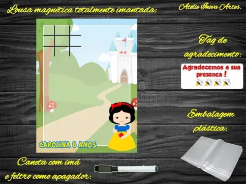Lousa Magnética + Jogo da Velha a Branca de Neve c Embalagem