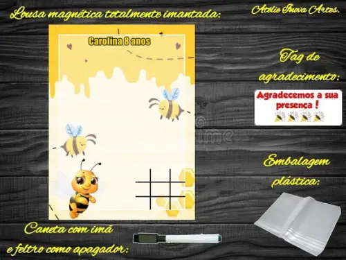 Lousa Magnética + Jogo da Velha Abelinha com Embalagem