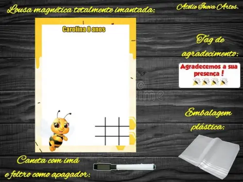 Lousa Magnética + Jogo da Velha Abelinha com Embalagem