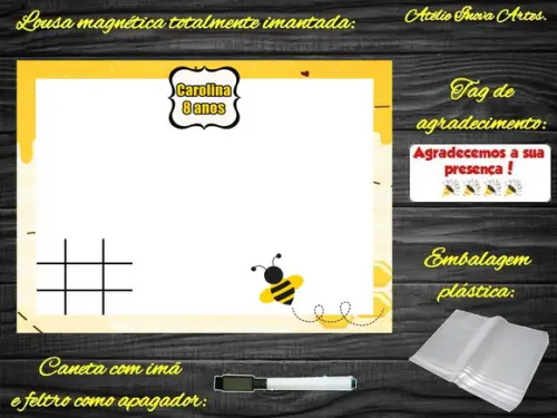 Lousa Magnética + Jogo da Velha Abelinha com Embalagem