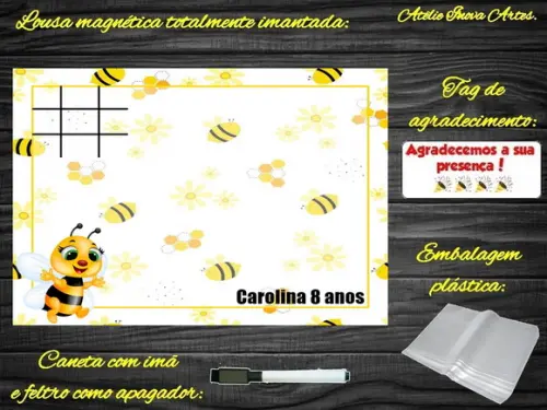 Lousa Magnética + Jogo da Velha Abelinha com Embalagem