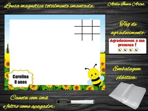 Lousa Magnética + Jogo da Velha Abelinha com Embalagem
